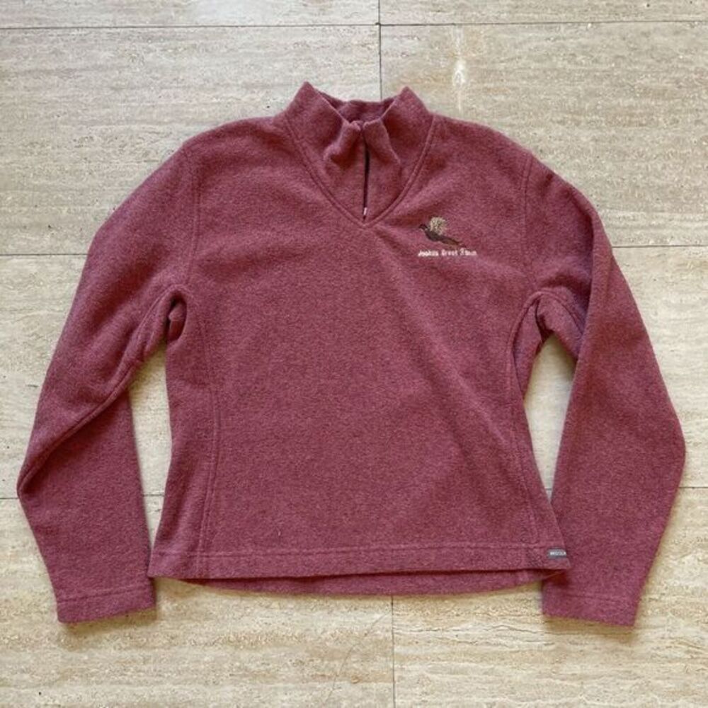 Woolrich Women's Grenadine Fleece Sweater Rust Red Long Sleeve 1/4 Zip Size L